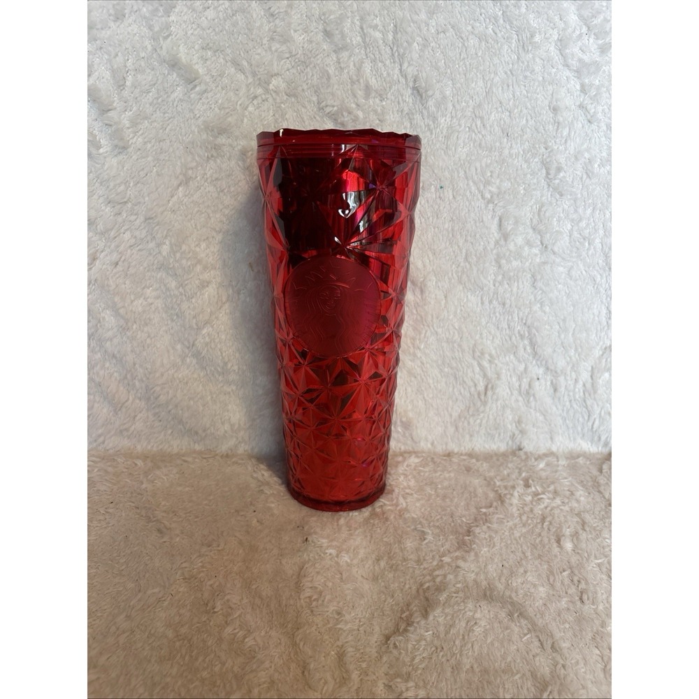 Starbucks Winter Holiday Red Jeweled Tumbler 24oz 2023 Never Used No‎ Straw!